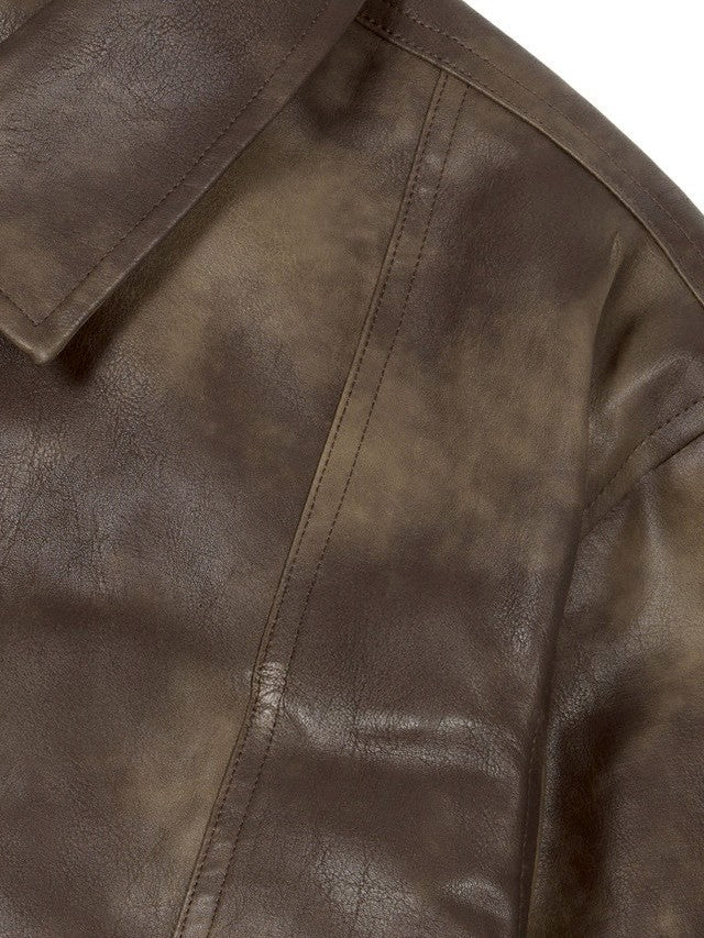 【AAKAM】Salt Washed Leather Jacket