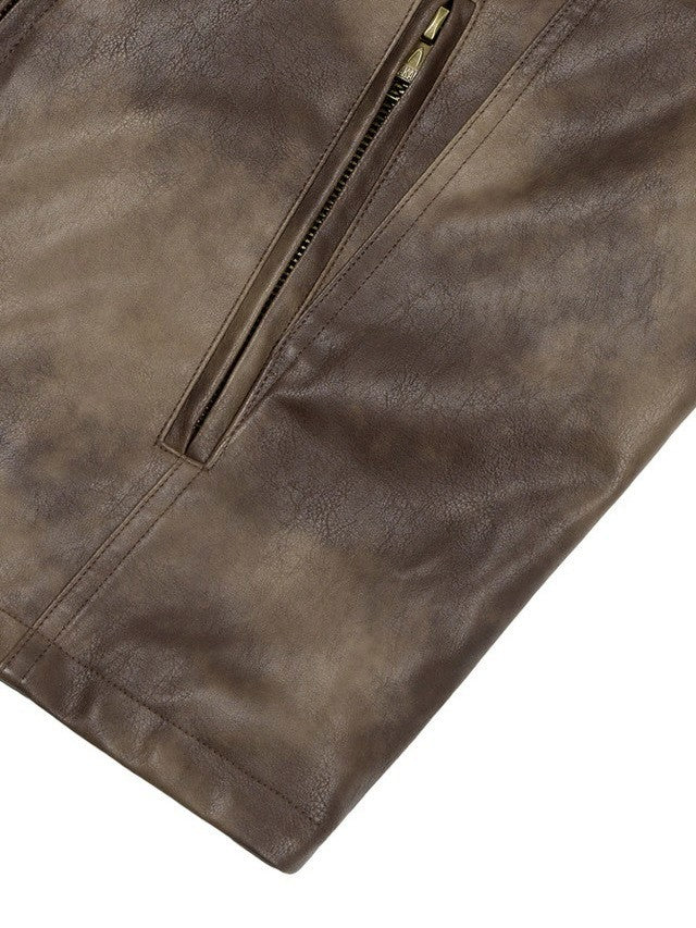 【AAKAM】Salt Washed Leather Jacket