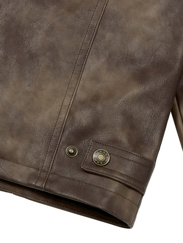 【AAKAM】Salt Washed Leather Jacket