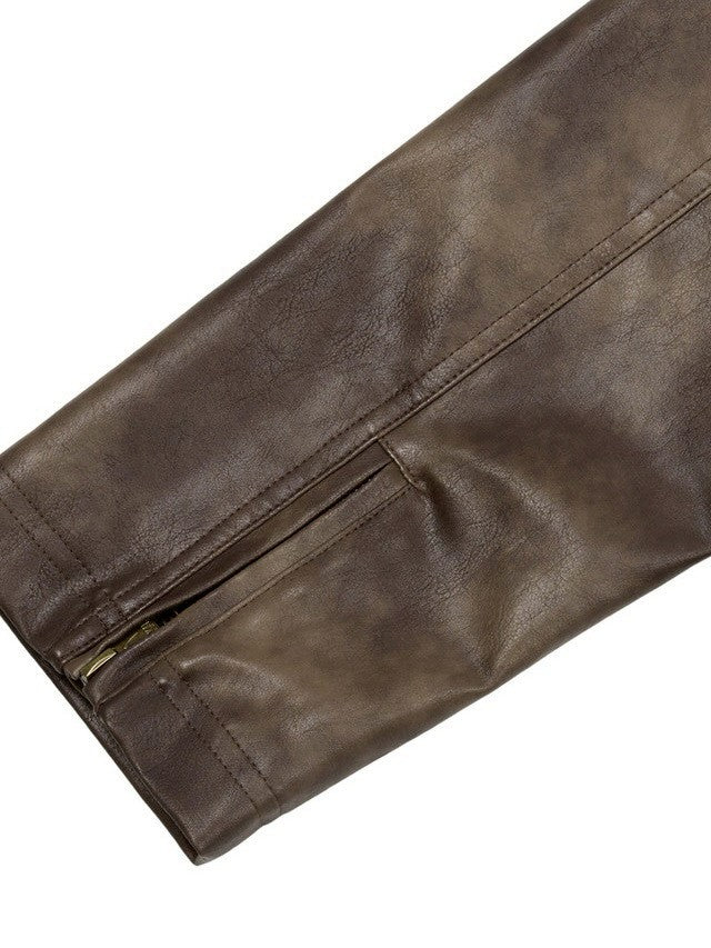【AAKAM】Salt Washed Leather Jacket