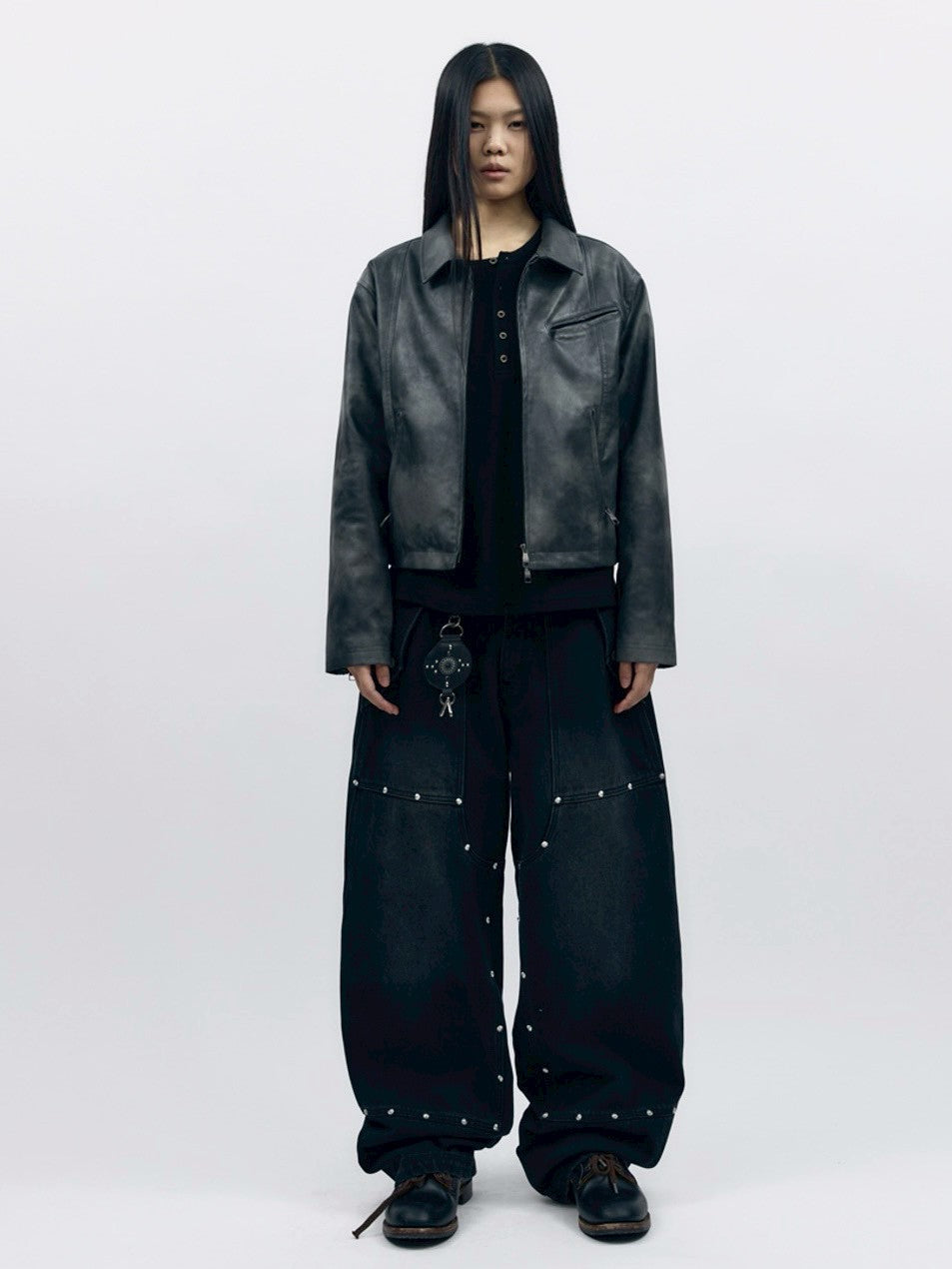 【AAKAM】Salt Washed Leather Jacket