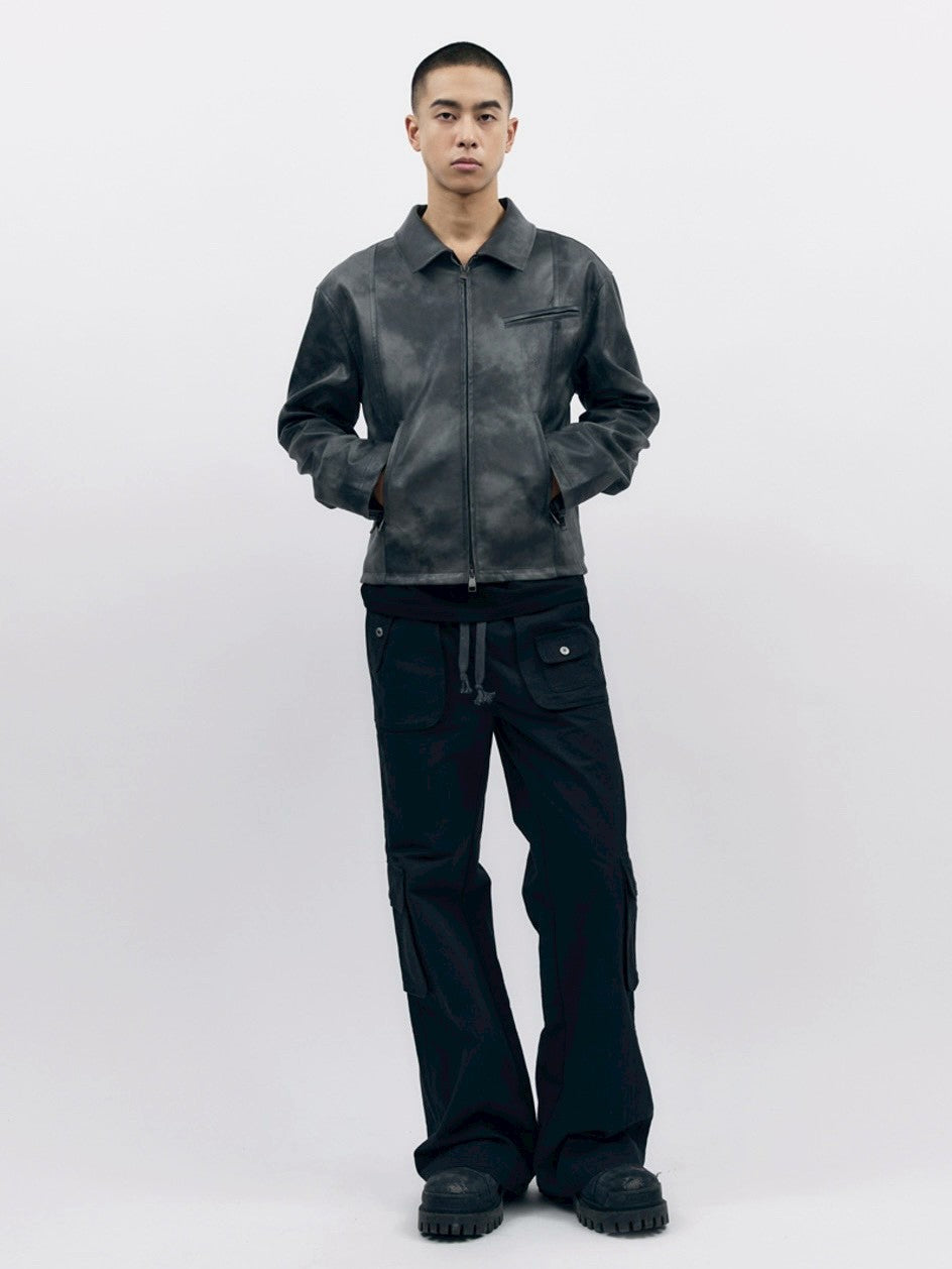 【AAKAM】Salt Washed Leather Jacket
