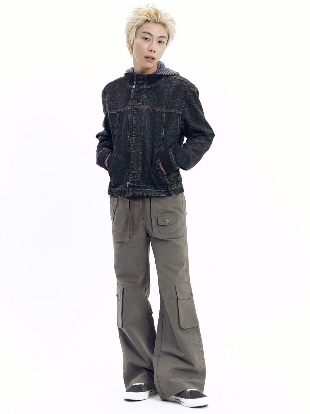 【AAKAM】Ribbed Denim Zip-Up jacket