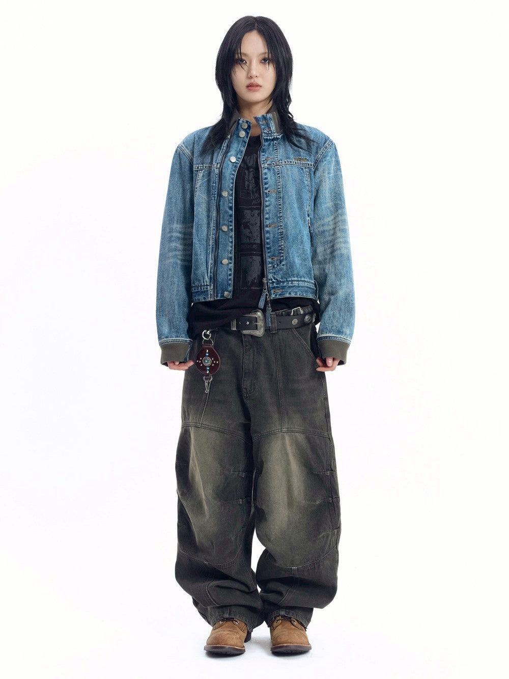 【AAKAM】Ribbed Denim Zip-Up jacket