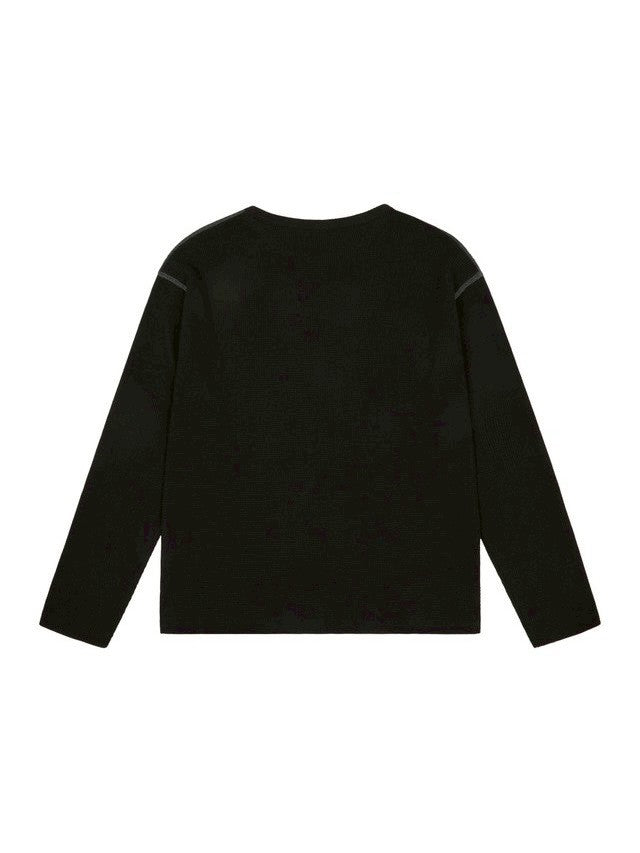 【AAKAM】Henley Neck Waffle Long Sleeve