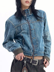 【AAKAM】Ribbed Denim Zip-Up jacket