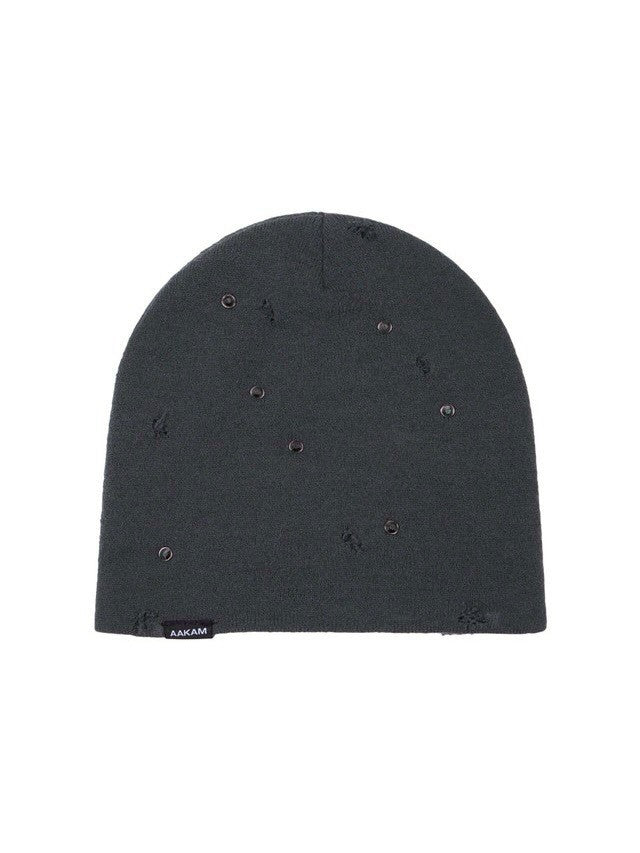 【AAKAM】Rhinestone Damaged Long Beanie