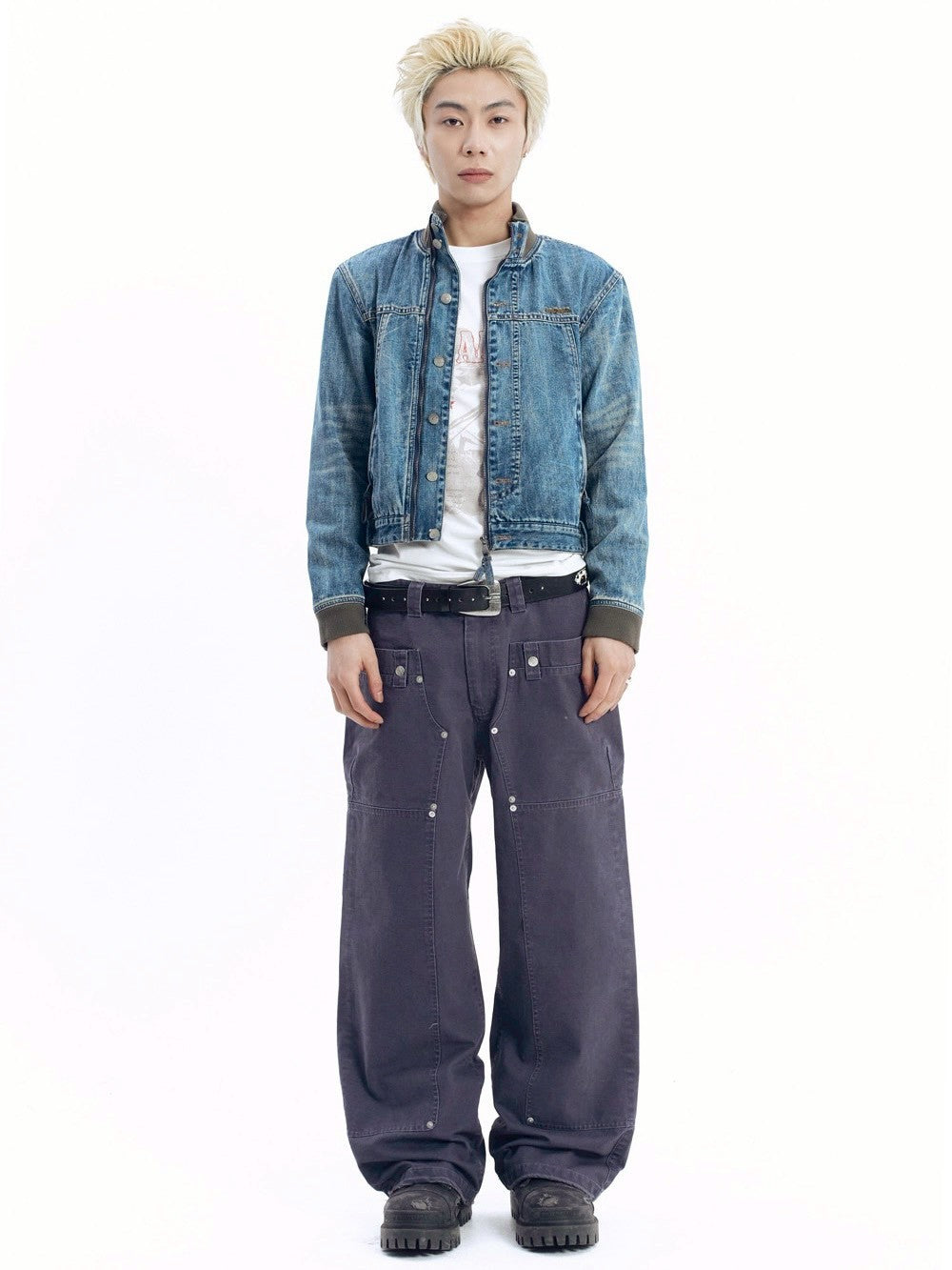 【AAKAM】Ribbed Denim Zip-Up jacket