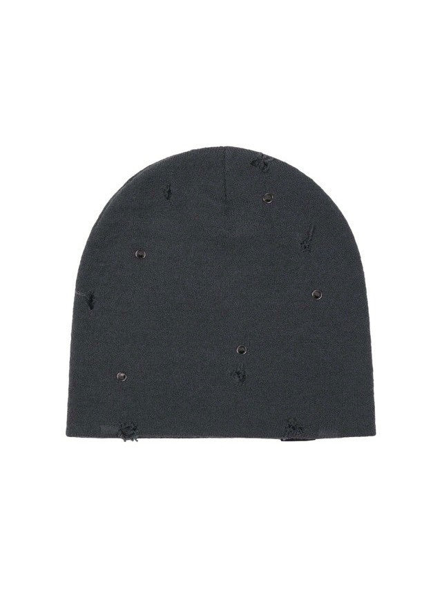 【AAKAM】Rhinestone Damaged Long Beanie