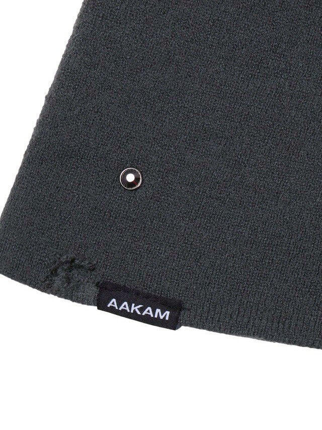 【AAKAM】Rhinestone Damaged Long Beanie
