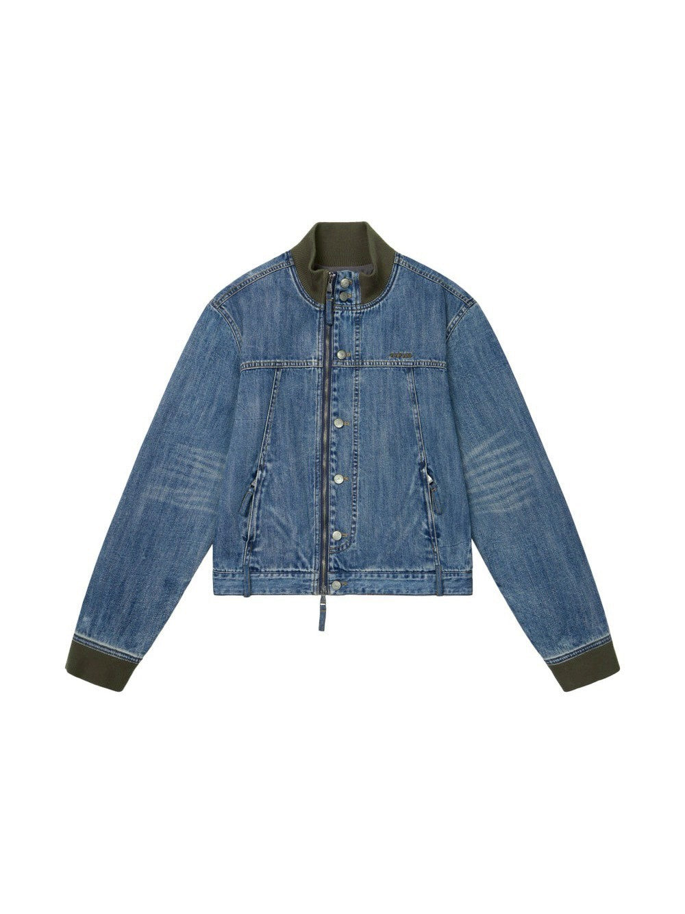 【AAKAM】Ribbed Denim Zip-Up jacket
