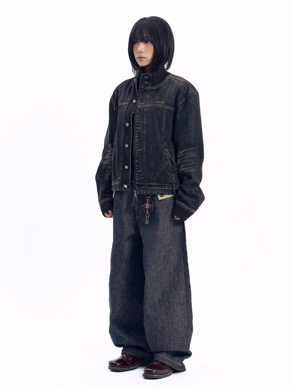 【AAKAM】Ribbed Denim Zip-Up jacket