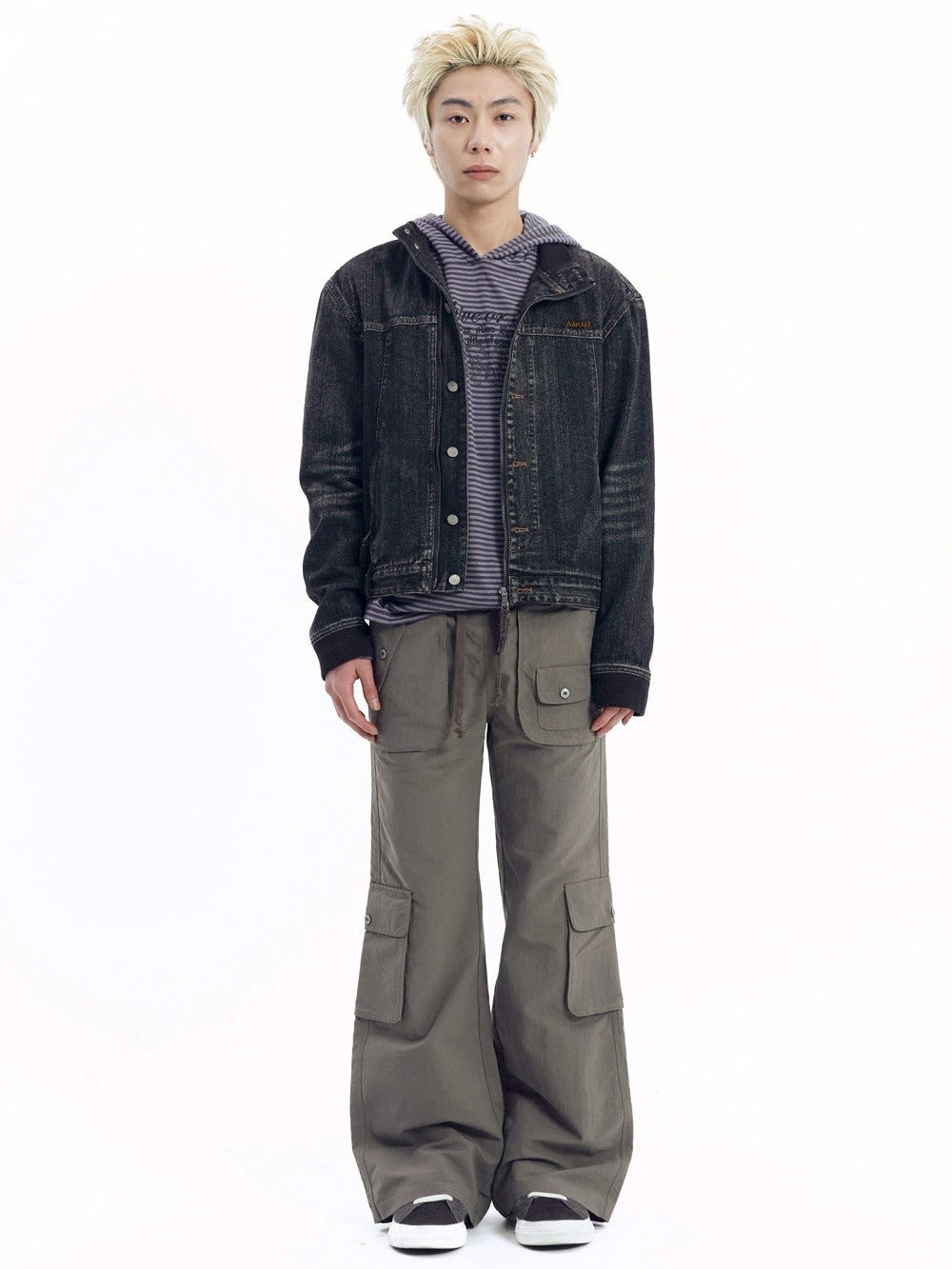 【AAKAM】Ribbed Denim Zip-Up jacket