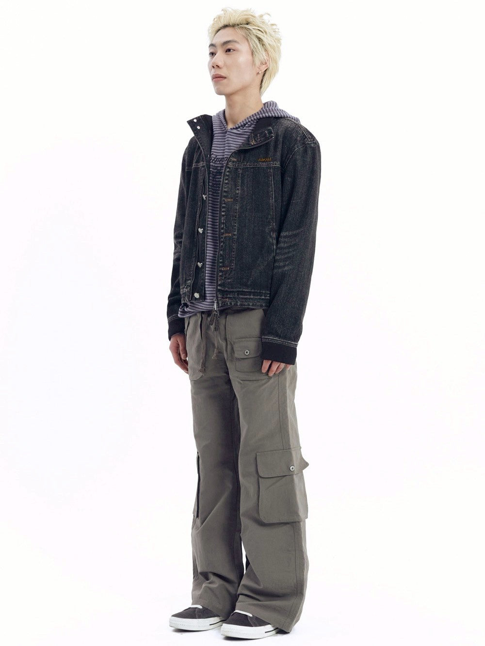 【AAKAM】Ribbed Denim Zip-Up jacket