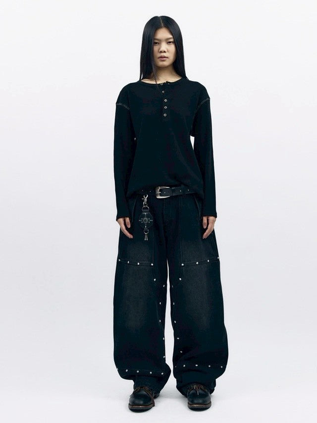 【AAKAM】Steve Double Knee Denim Pants