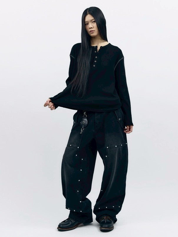 【AAKAM】Steve Double Knee Denim Pants