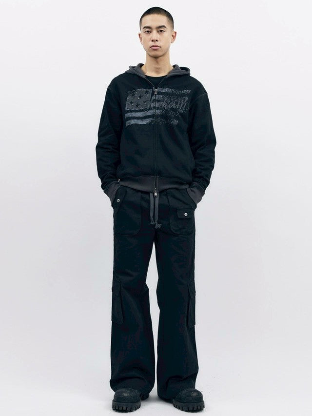 【AAKAM】Flare Cargo Pocket Pants