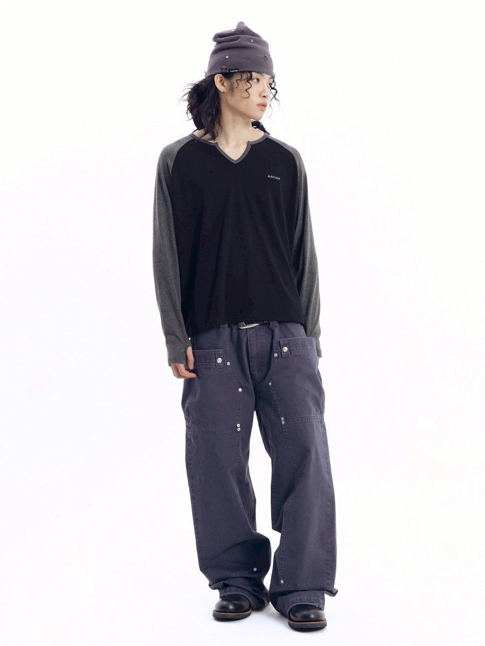 【AAKAM】Slit Raglan Long Sleeve