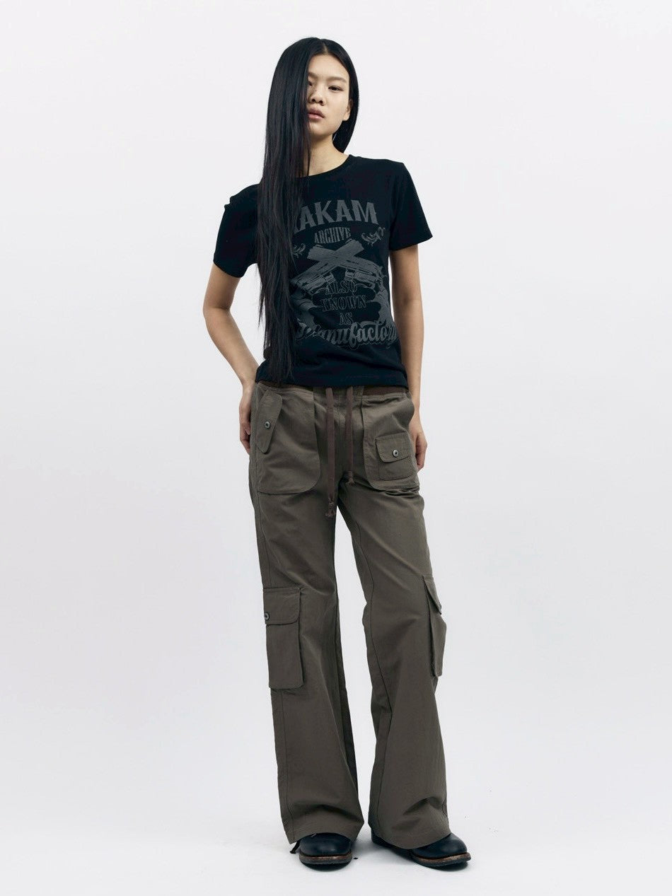 【AAKAM】Gun Lettering Half Top