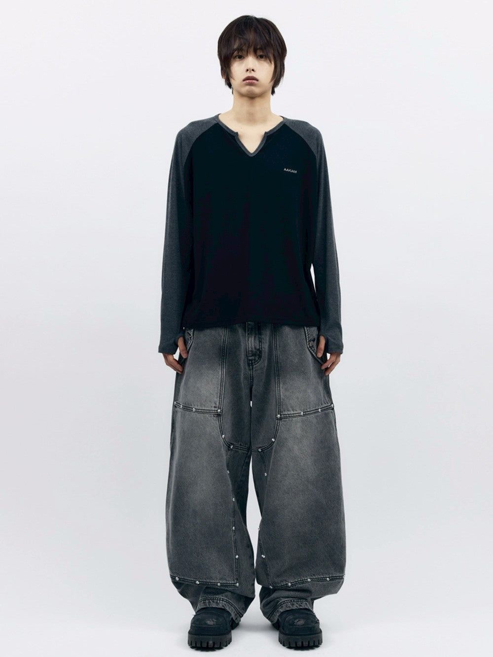 【AAKAM】Slit Raglan Long Sleeve