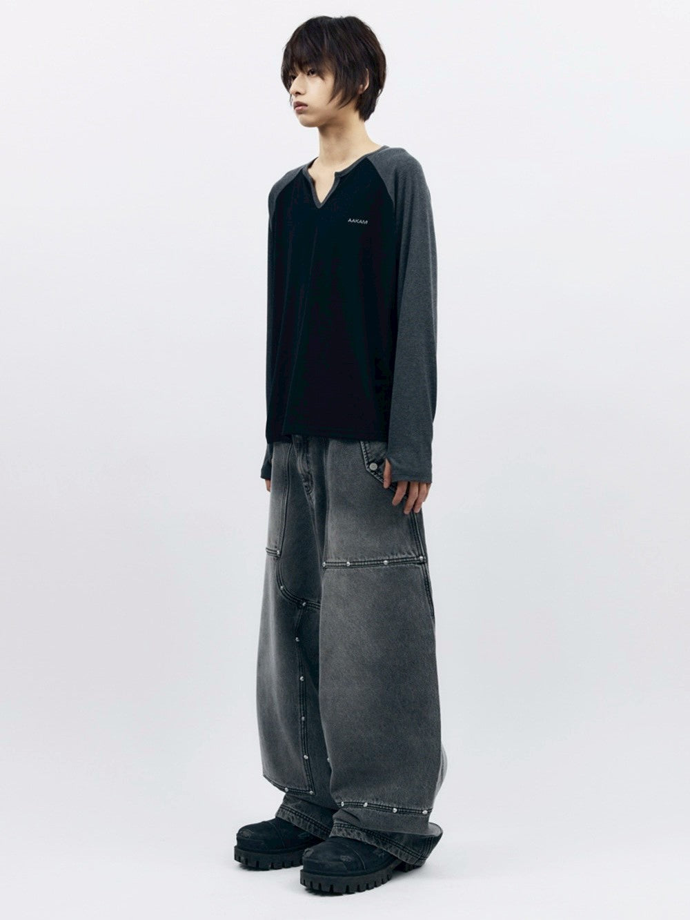 【AAKAM】Slit Raglan Long Sleeve