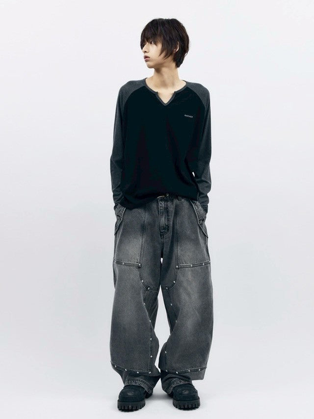 【AAKAM】Slit Raglan Long Sleeve