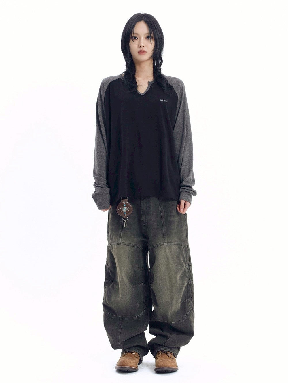 【AAKAM】Slit Raglan Long Sleeve