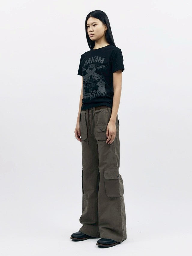 【AAKAM】Flare Cargo Pocket Pants