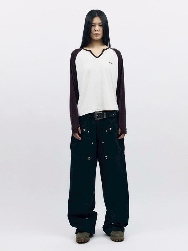【AAKAM】Slit Raglan Long Sleeve
