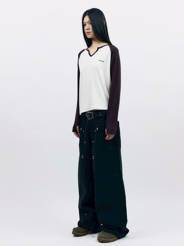 【AAKAM】Slit Raglan Long Sleeve