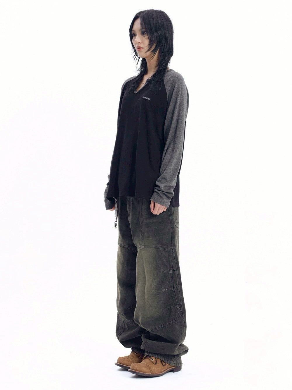 【AAKAM】Slit Raglan Long Sleeve