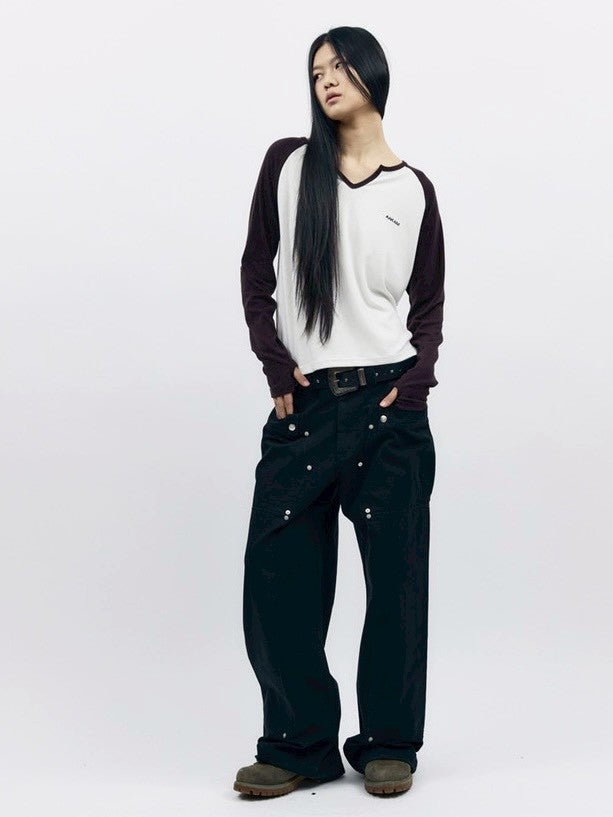 【AAKAM】Slit Raglan Long Sleeve