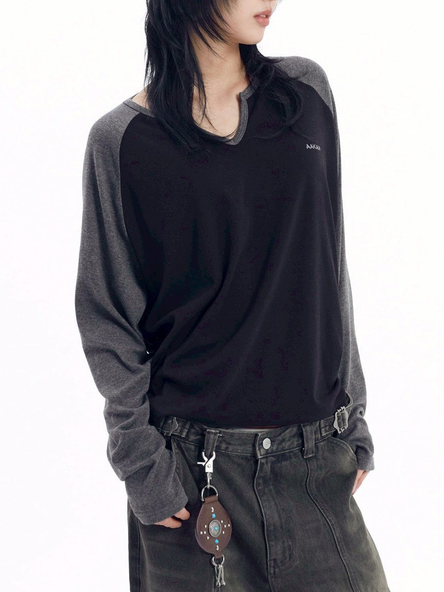 【AAKAM】Slit Raglan Long Sleeve