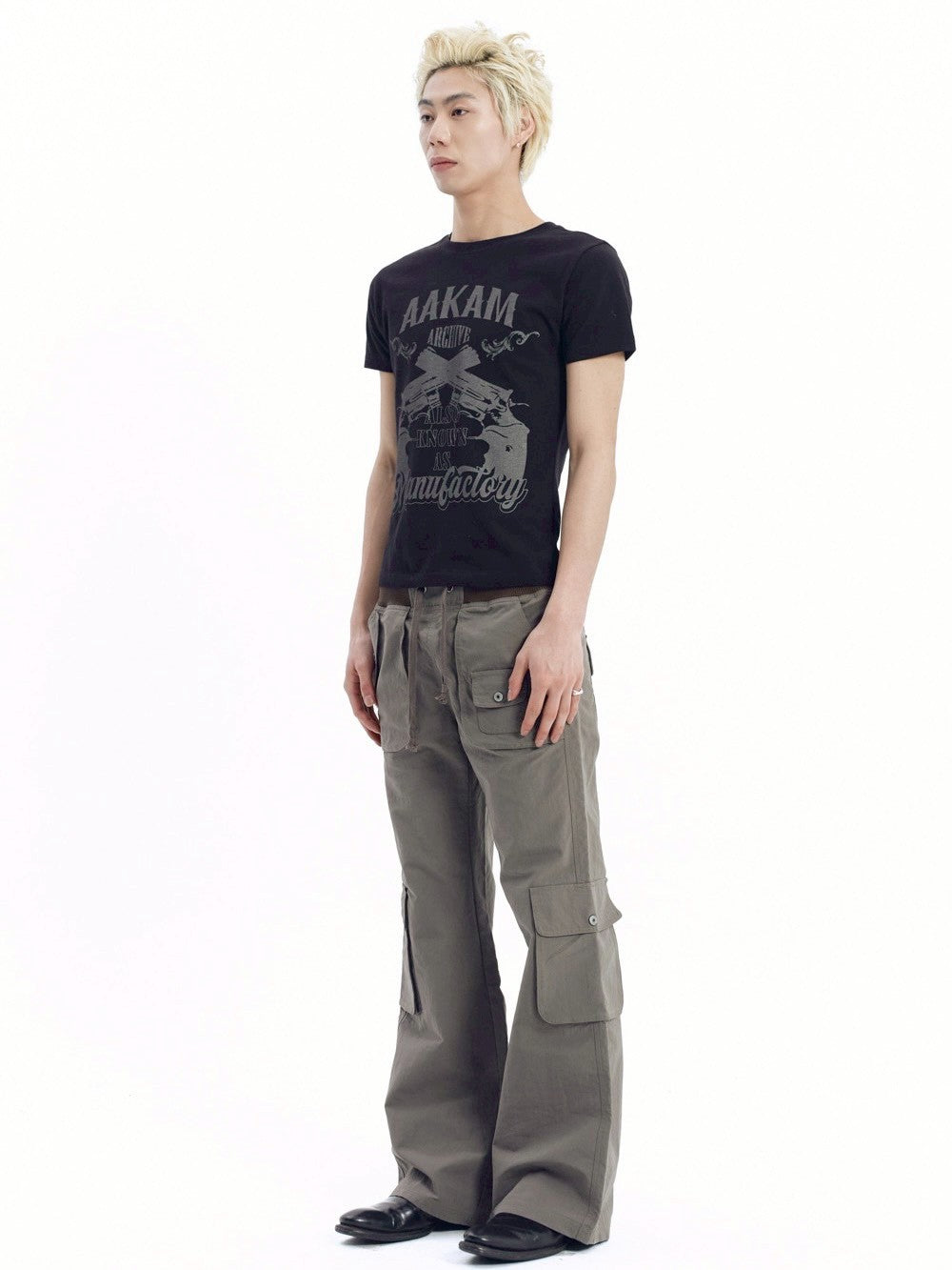【AAKAM】Gun Lettering Half Top