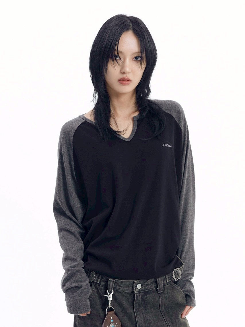 【AAKAM】Slit Raglan Long Sleeve