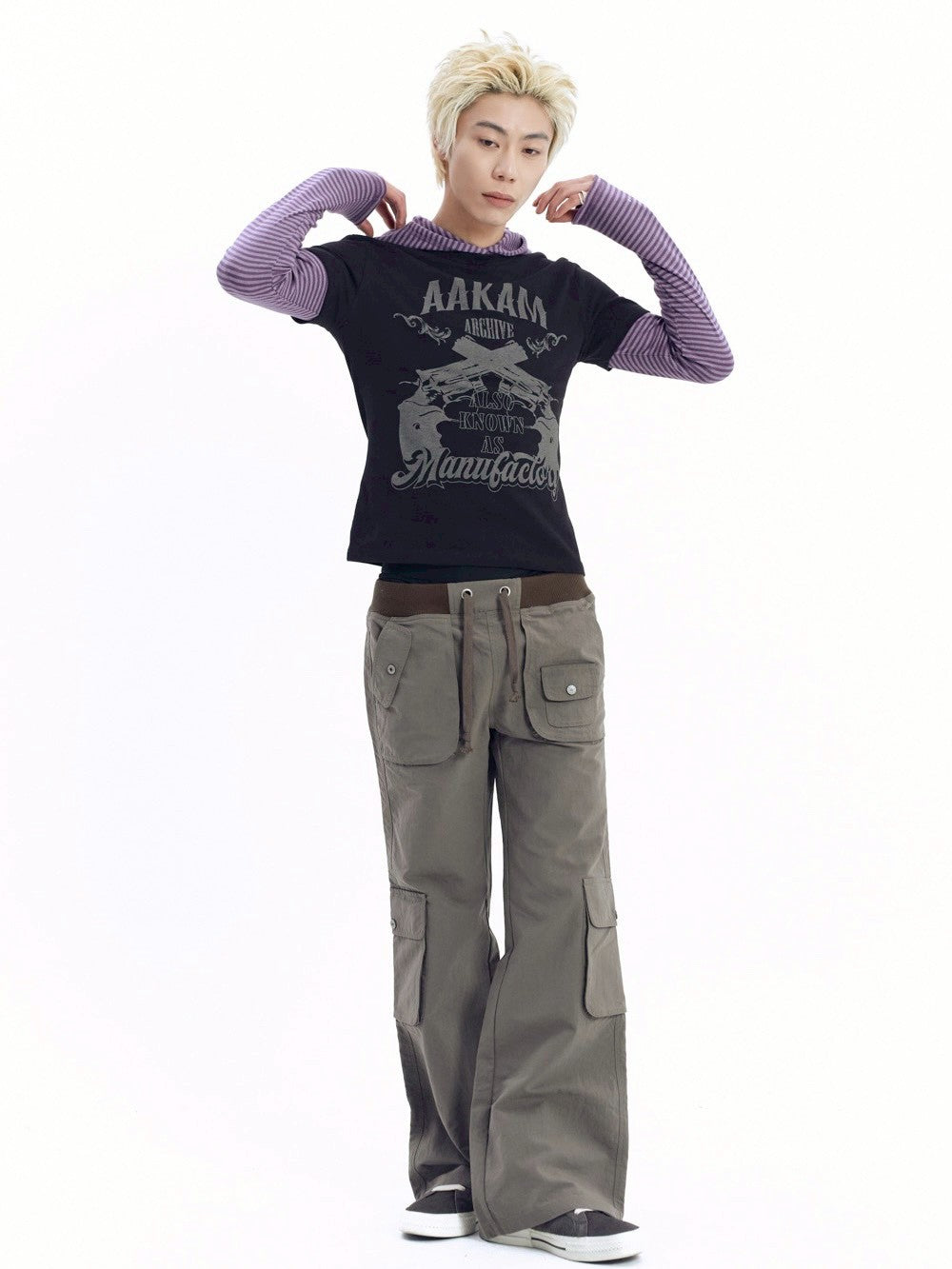 【AAKAM】Gun Lettering Half Top