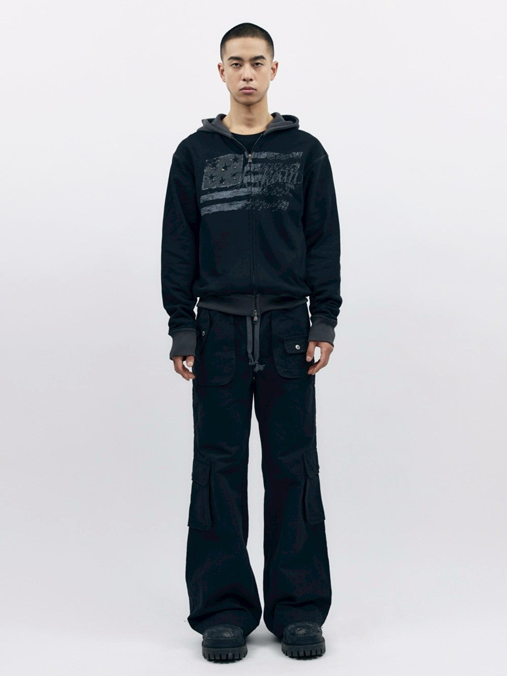 【AAKAM】Star-Spangled Zip-Up hoodie