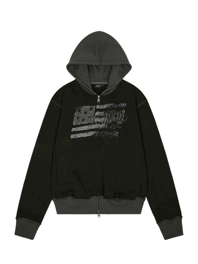 【AAKAM】Star-Spangled Zip-Up hoodie