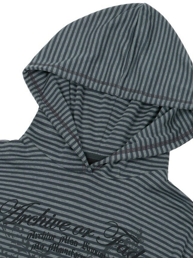 【AAKAM】Linear Pattern Hooded Long Sleeve