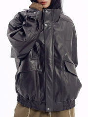 【AAKAM】Dad Leather Jacket