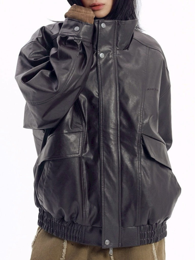 【AAKAM】Dad Leather Jacket