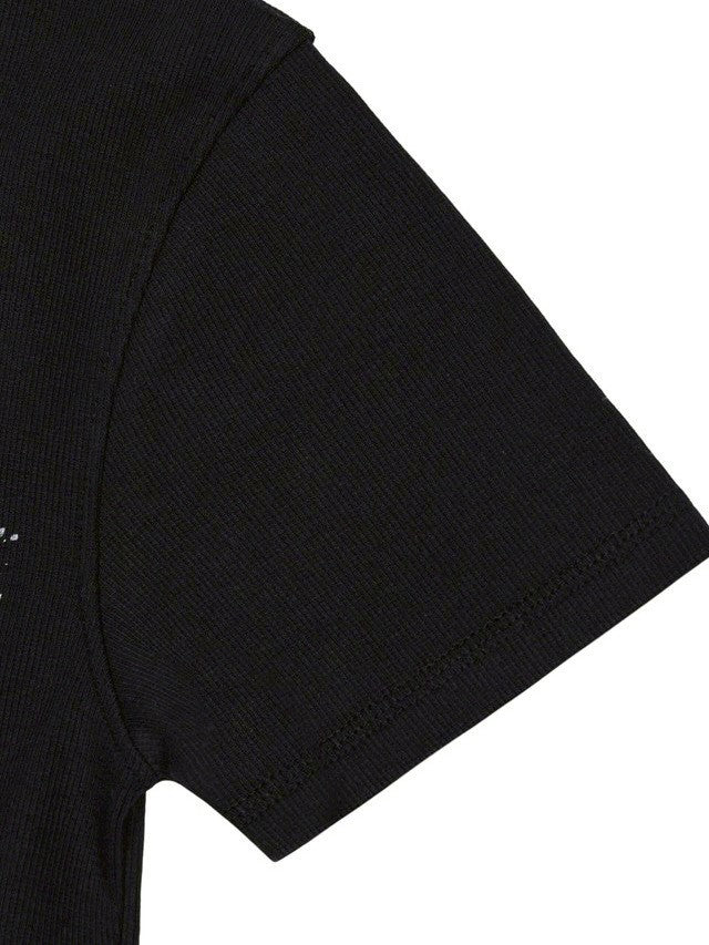 【AAKAM】Crack Henley Neck Half Top