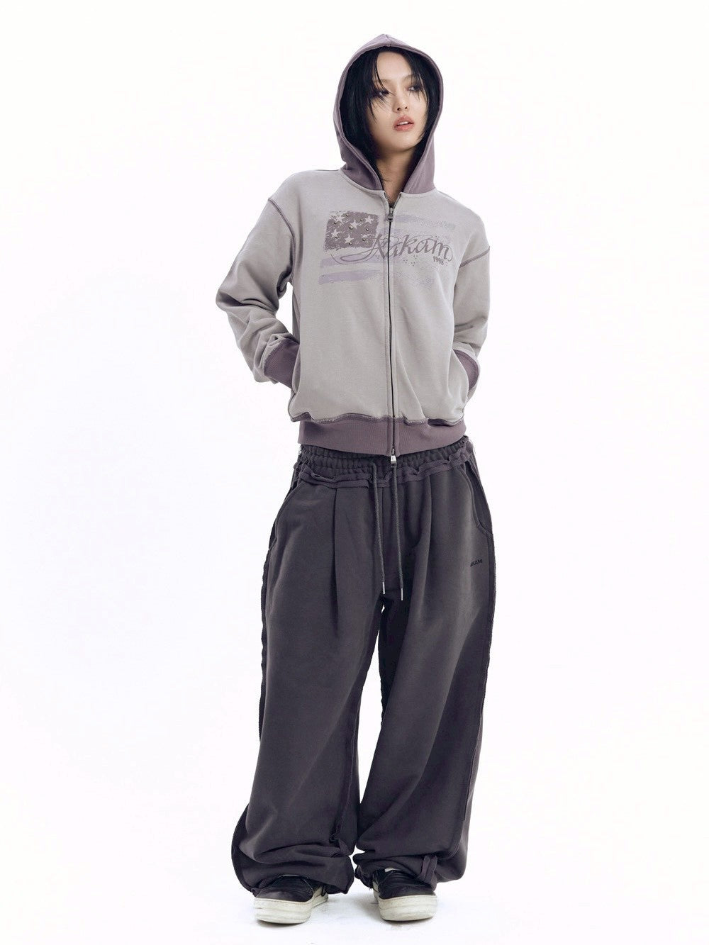 【AAKAM】Star-Spangled Zip-Up hoodie