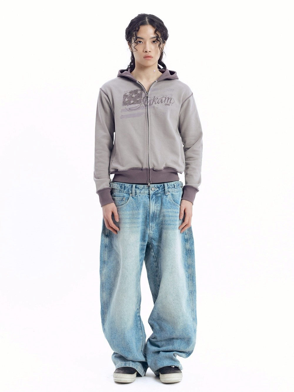 【AAKAM】Star-Spangled Zip-Up hoodie