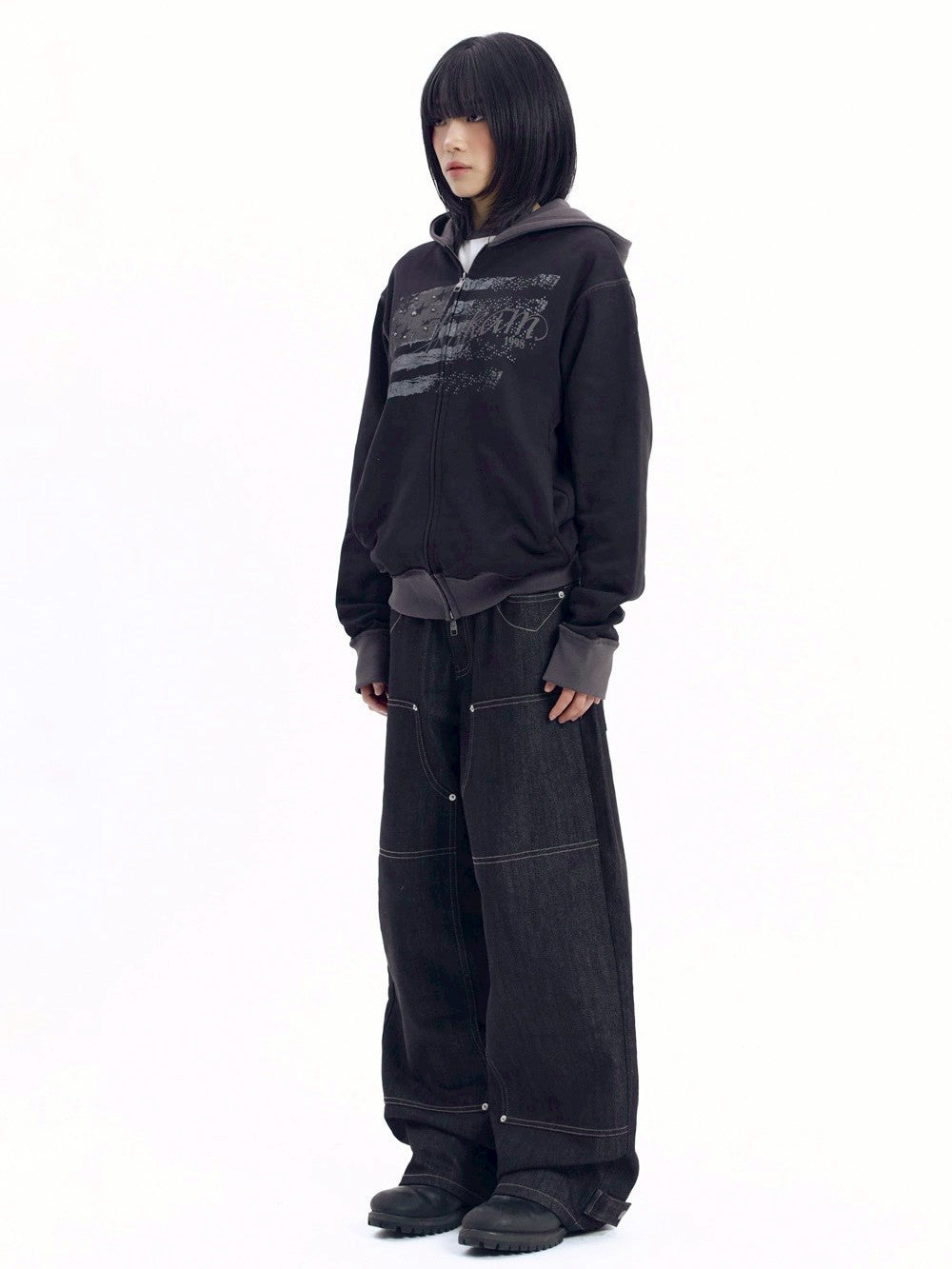 【AAKAM】Star-Spangled Zip-Up hoodie