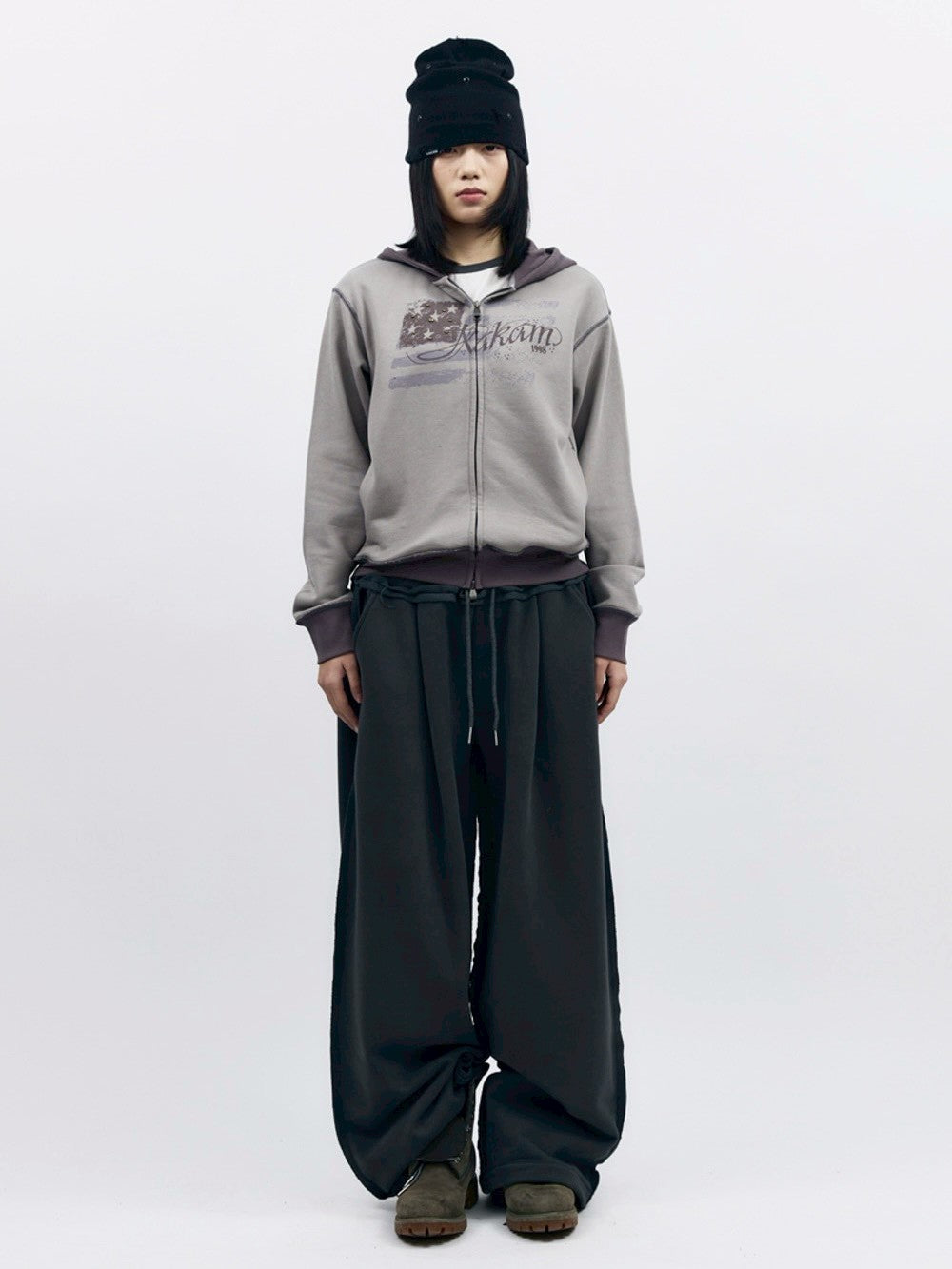 【AAKAM】Star-Spangled Zip-Up hoodie