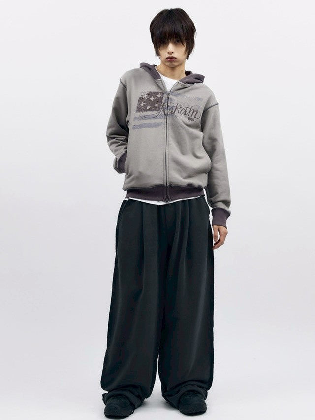 【AAKAM】Star-Spangled Zip-Up hoodie