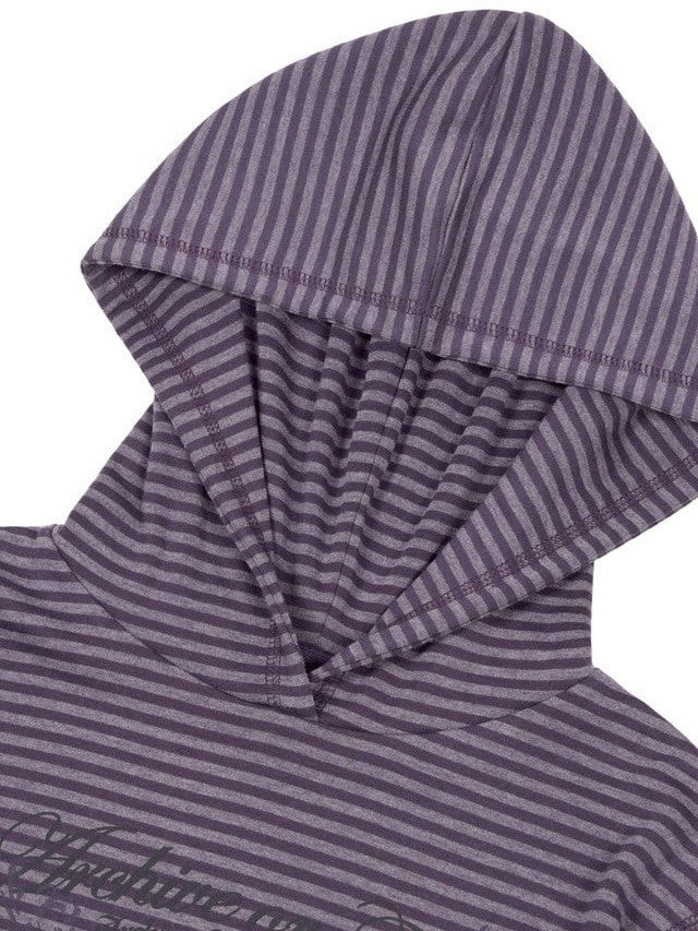 【AAKAM】Linear Pattern Hooded Long Sleeve