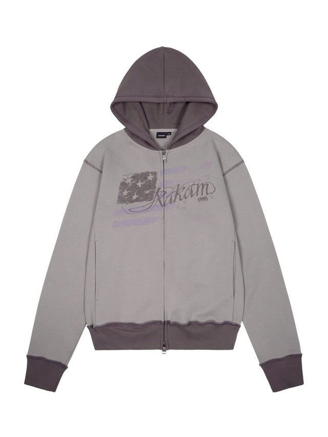 【AAKAM】Star-Spangled Zip-Up hoodie