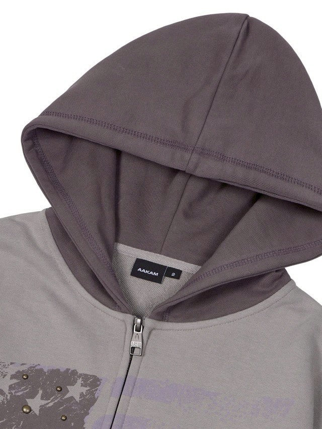 【AAKAM】Star-Spangled Zip-Up hoodie